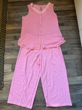 Sleeveless Pink Button-Front Pajama Set
